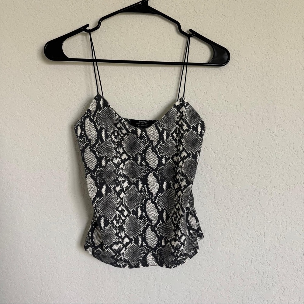 Bershka Monochrome Snake Print Strappy Top | Size S | Trendy Y2K